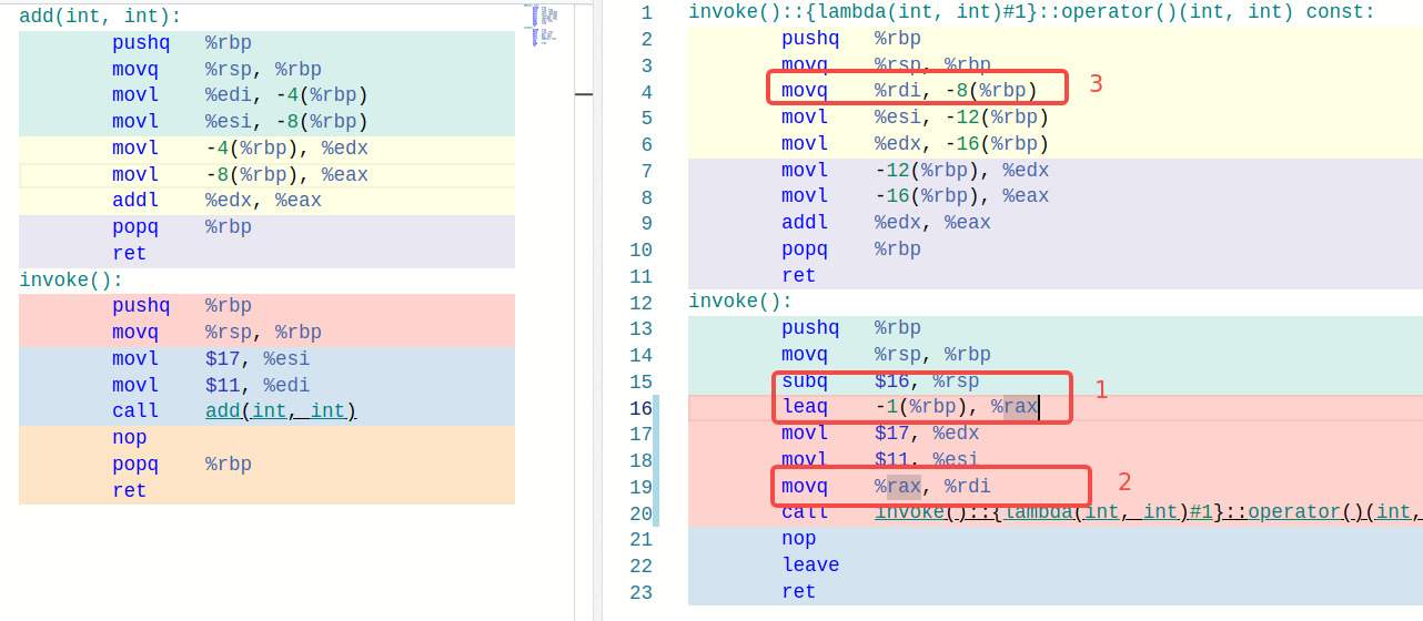 lambda 函数与普通函数汇编差异